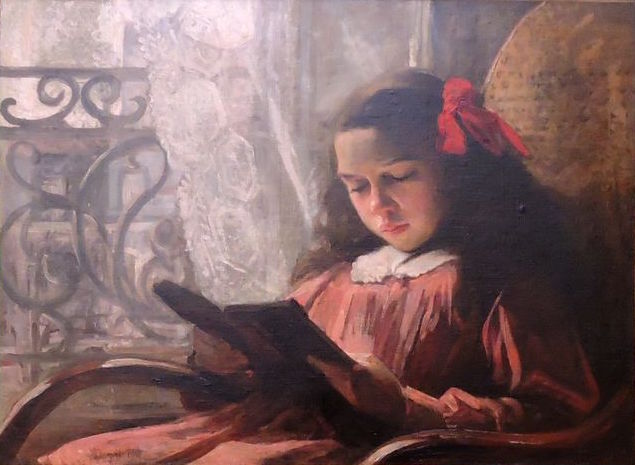 Angèle Blanche Denvil, La lecture, Huile sur toile, 1912, Coll. particulière, D.R.